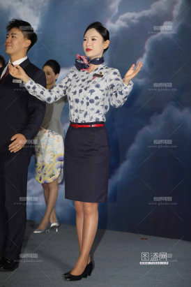 十佳空乘东航空姐棕色si青花瓷制服精致漂亮